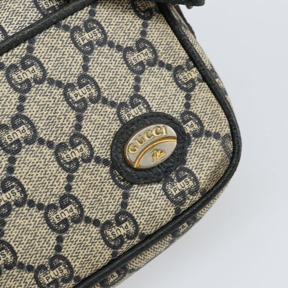 Authentic GUCCI GG Plus Supreme Shoulder Bag PVC Navy Gold - Picture 7 of 16